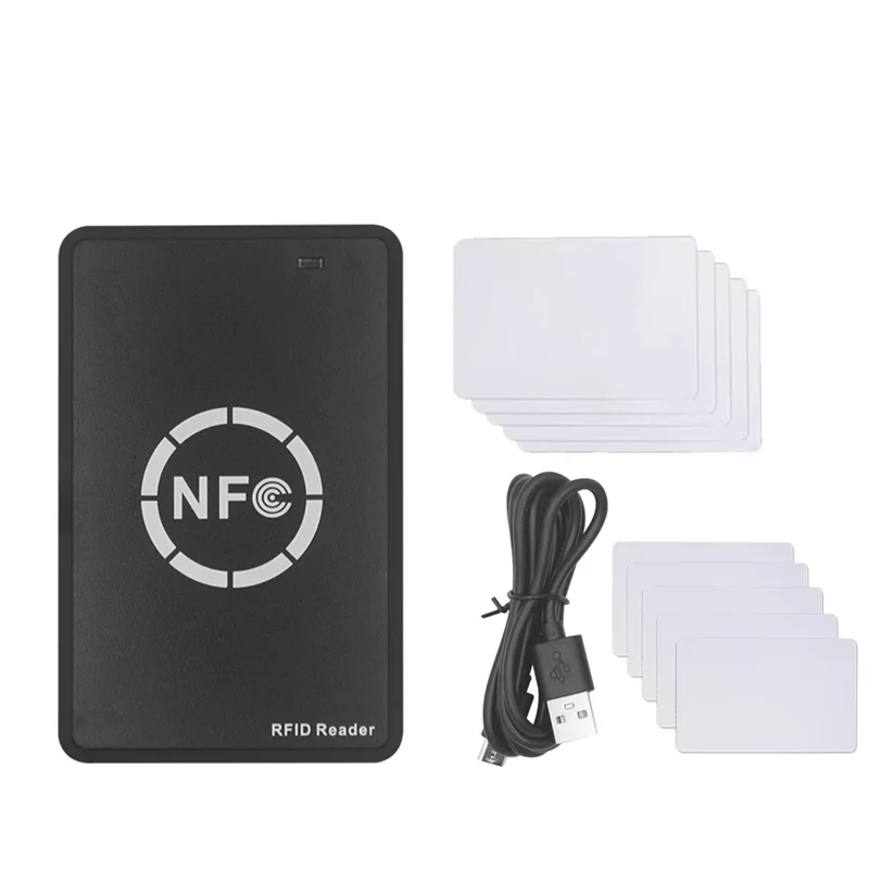 

A37T-RFID NFC Smart Chip Reader/Writer+5XUID/CUID Card 125K 13.56M RFID Duplicator Tag Copy Clone ID IC Key Badge Copier