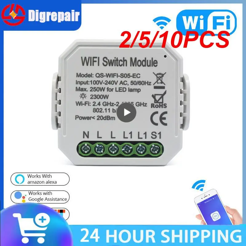 

2/5/10PCS Concealed Wireless Relay Switch Portable App Control Remote Control Families Share Voice Control