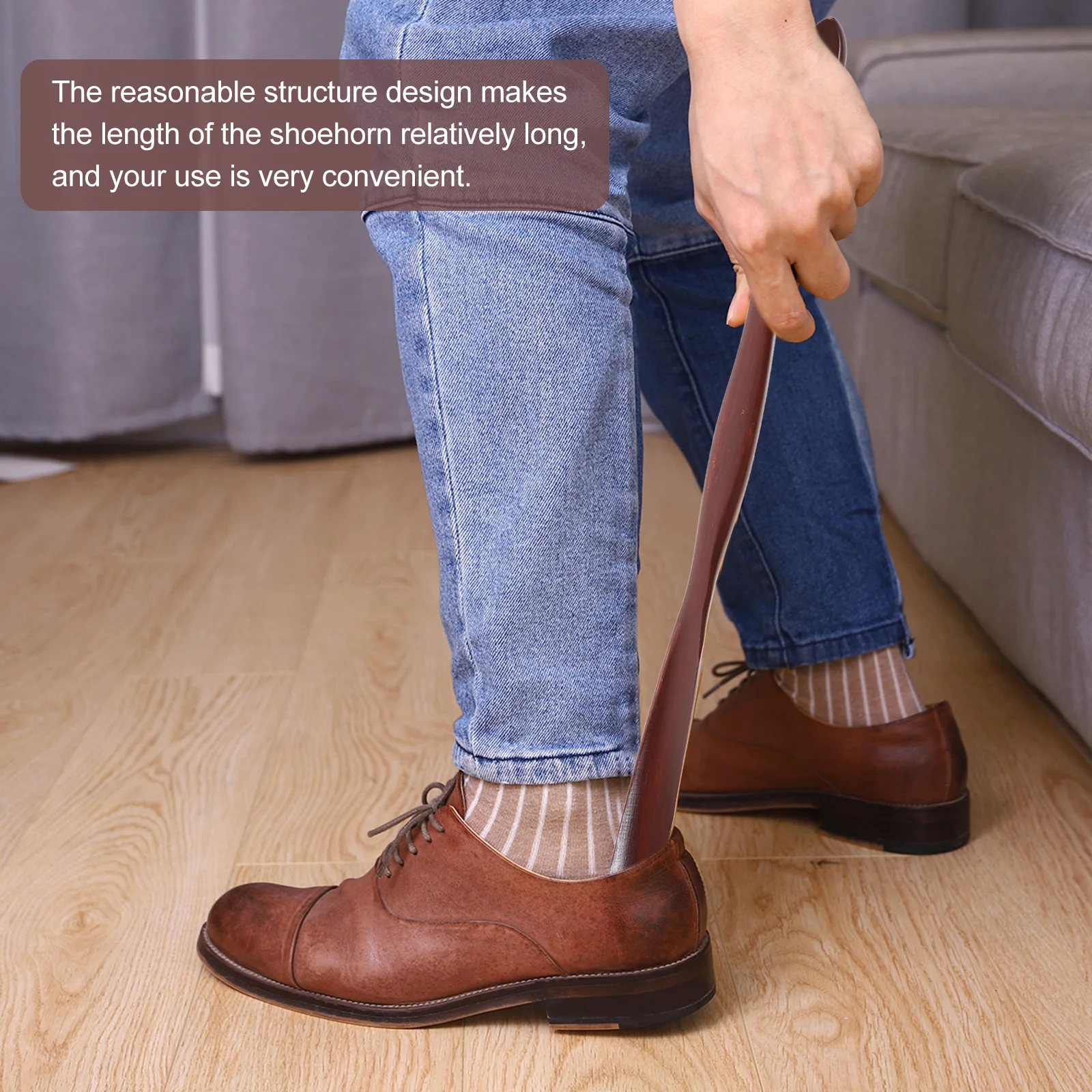 ملعقة خشبية لقرن الحذاء، رافعة شديدة التحمل، مقبض طويل، أبواق أحذية منزلية محمولة للسفر، عصا مفيدة خفيفة الوزن وصغيرة الحجم
