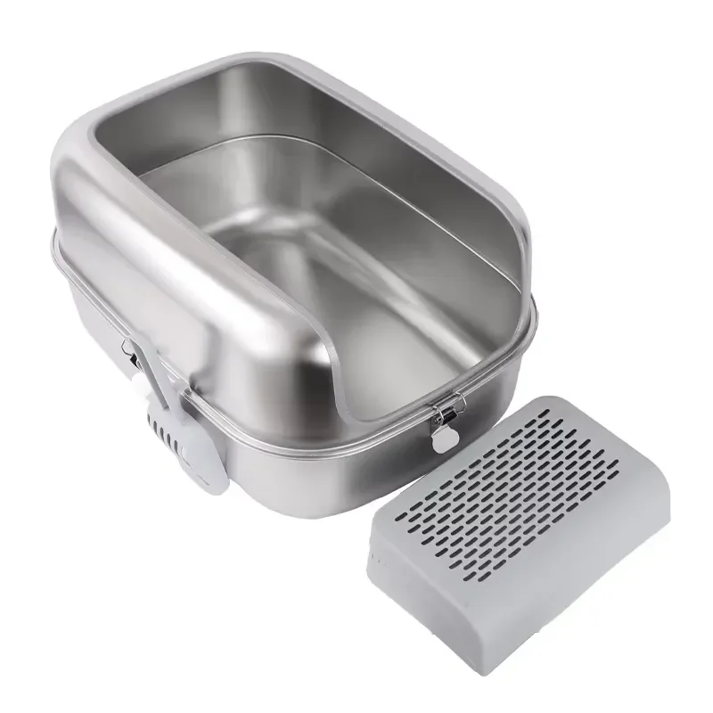 Stainless Steel Cat Litter Box Fully Enclosed Rust Proof Scratch Resistant Deodorizing Splash Proof Durable Large Size for