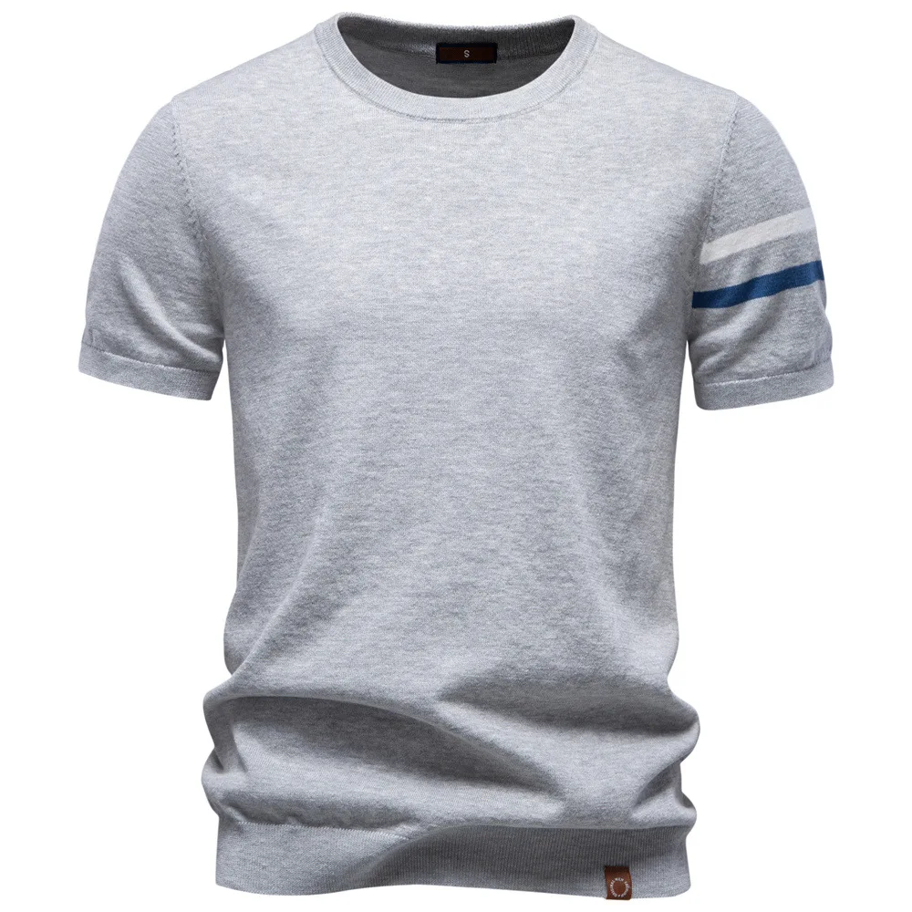 New summer men's everyday versatile comfortable breathable fitted fashionable pure cotton round-neck