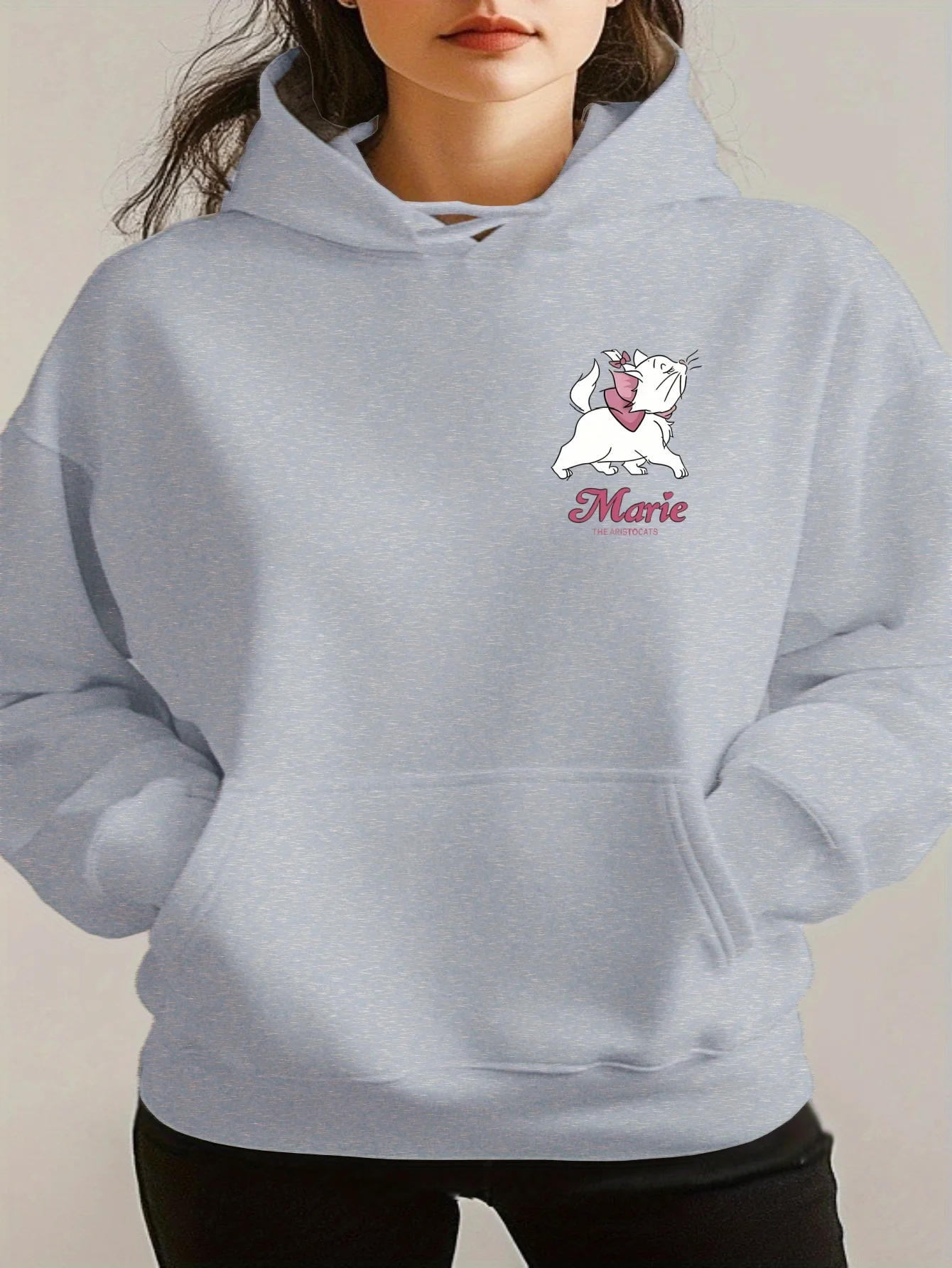 新しいディズニーマリー柄女性パーカー秋冬カジュアルユニセックスプルオーバートレーナー服パーカーストリート特大