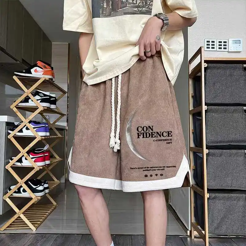 

Летние американские брюки больших размеров High Street Cool ort, мужские замшевые свободные спортивные баскетбольные брюки большого размера на пять четвертей