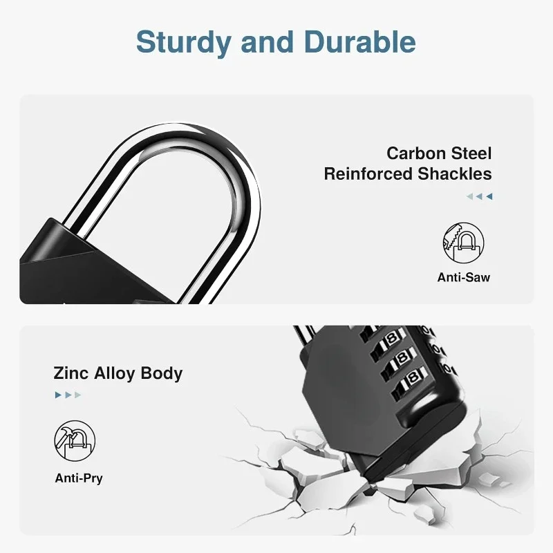 Combination Lock 4 Digit Locker Lock Outdoor Waterproof Padlock for School Gym Locker, Sports Locker