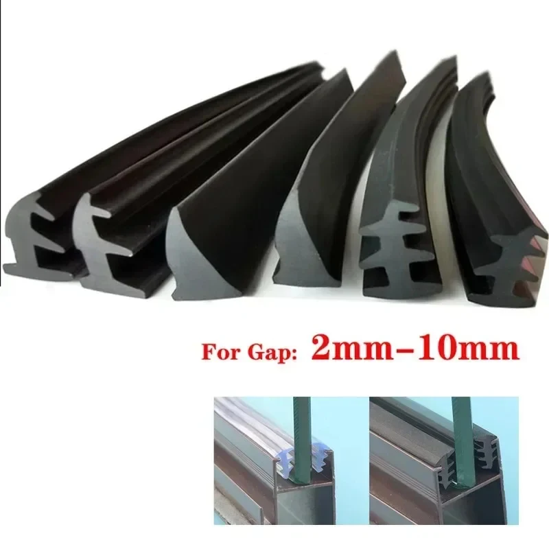 1/5/10M Door and Window Sealing Strip Aluminum Windproof Alloy Fixed Glass Gap Three T Type Fill The Card Slot Rubber Strips