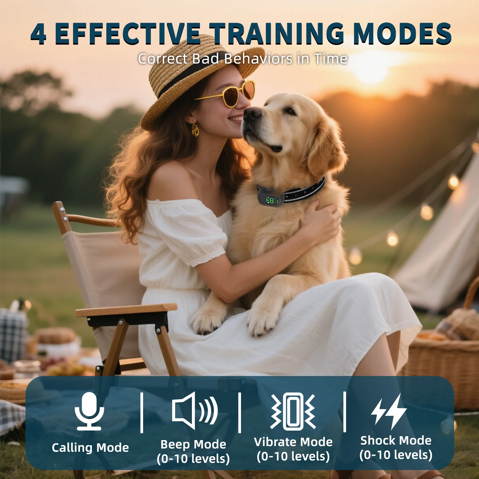 4900FT Adjustable Remote Dog Training Collar, IP67 Waterproof Rechargeable, 4 Modes & Voice Call for All Size Dogs