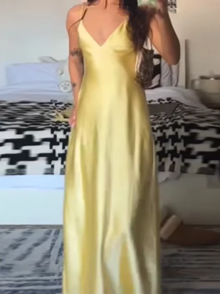 Camisola elegante de Color sólido, vestido largo ajustado a la moda para mujer, vestidos plisados con cordones, falda elegante para la playa y vacaciones para mujer