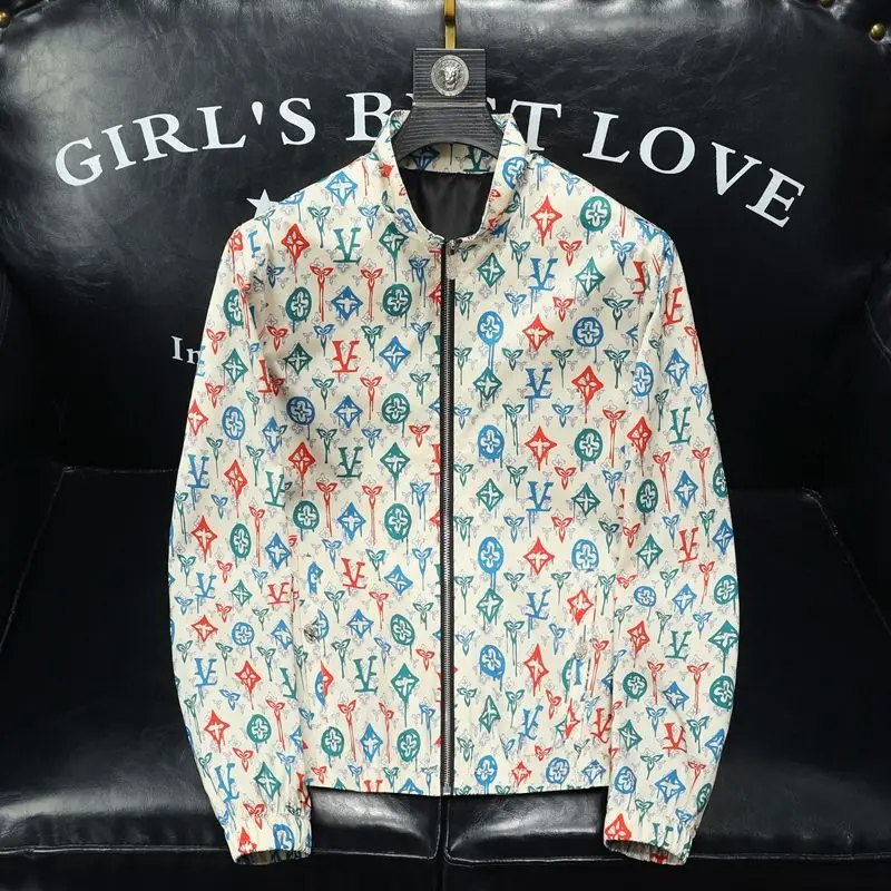 

2025 men's spring and autumn thin stand-up collar jacket European trendy brand slim-fitting trend casual jacquard jacket men