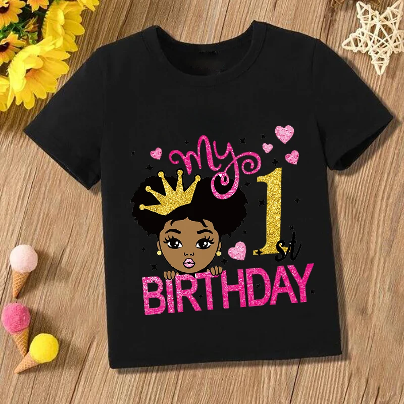 New Kids Girl head Number 1-9Y T Shirt Tops Boys Girls Happy Birthday Gift Casual Kawaii Clothes Baby Cartoon New T-shirt Y2K