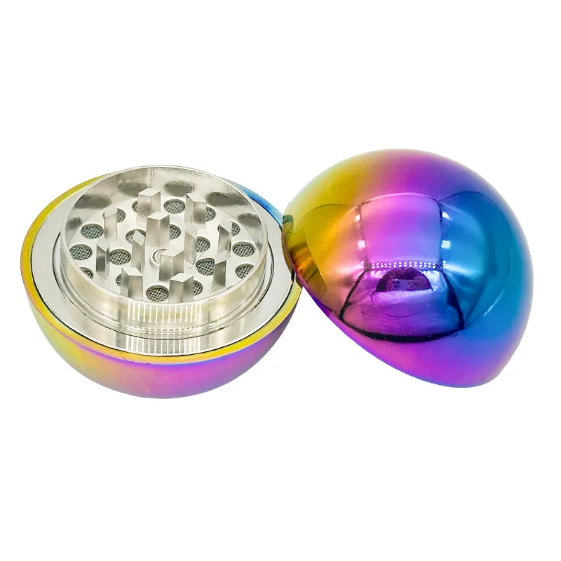Ice Blue 53mm Spherical 3-Layer Zinc Alloy Herb Grinder Portable Smoking Accessory Christmas Gift