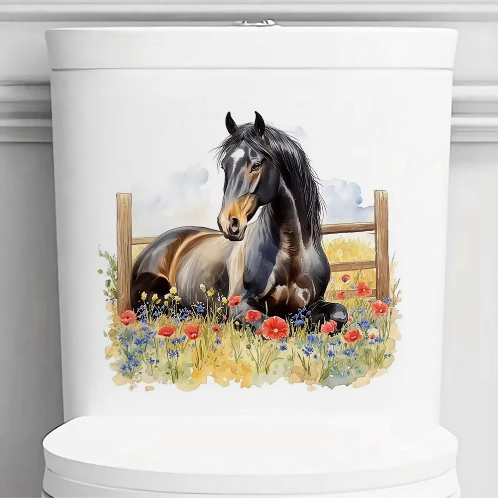 1PC Watercolor Horse Room Decoration Living Room Bedroom Decoration Toilet Stickers Wall Stickers