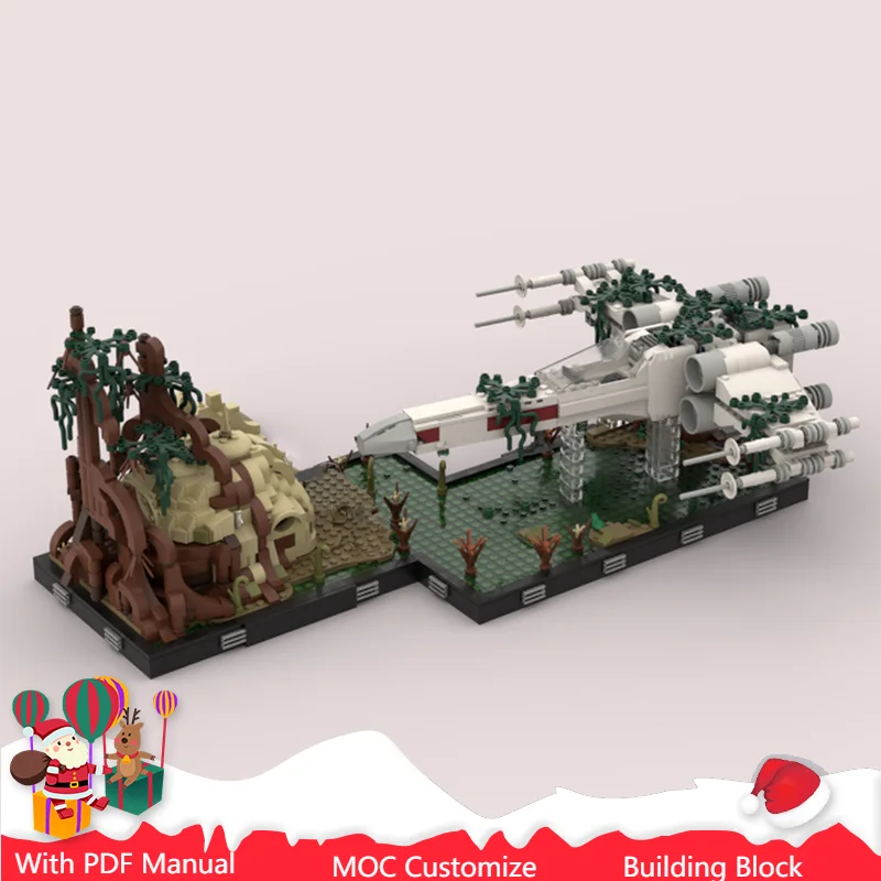 

2098 шт. MOC Star Battle X-Wing Starfighter, тренировочная сцена, модель, строительные блоки, кирпичи, креативная сборка, развивающие игрушки, подарки