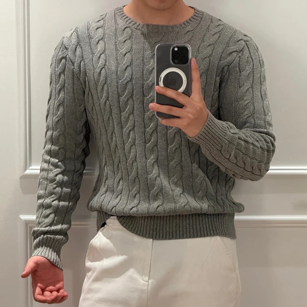 

Autumn Winter New Pure Cotton Knitted Long Sve round Ne Sweatirt Embroidered Pattern Men Women Base Layer irt