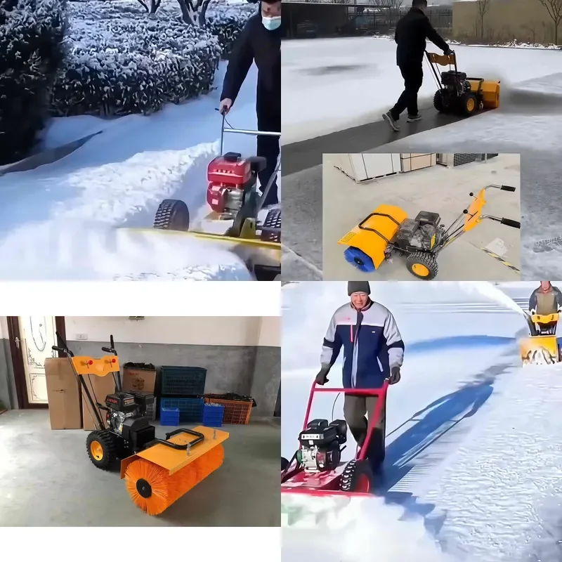 [2026] POHIR Small Road Hand Snow Sweeper Snow Power rem oval Equipment Snow Sweeper Motorised