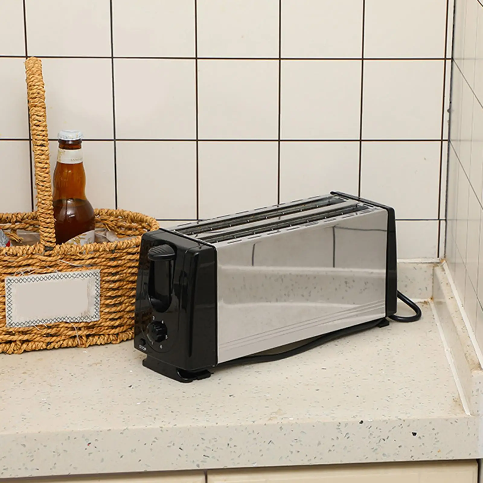 Counter Toaster 4 Slices US Plug Adapter Compact Bakeware Waffle Machine for Cooking Snacks Baking Puff Pastry Specialty Breads