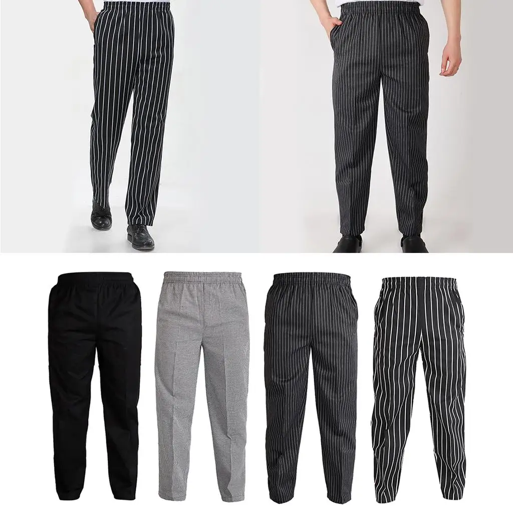 Fashion Restaurant Hotel Cafe Waiter Baker Chef Pants Trousers Uniform, Unisex, Cotton Blend, Comfortable, 4 Patterns 5 Sizes