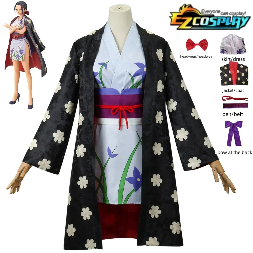 Women Miss Allsunday Nico Robin Cosplay Costume Digital Printing Uniform Kinomo Dress Wig Outfit Halloween Carnival Suit