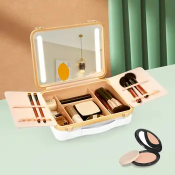 Přenosná kosmetická taštička s LED světly, průhledné zrcátko, otevírání 180°, ideální pro vizážisty a kosmetičky 10 nejlepší prodej LED pouzdro na make-up - №7