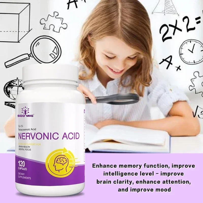 Nervonic Acid - Brain Supplement - 120 Capsules, Brain Health and Memory, Focus Function, Clarity Nootropic Supplement