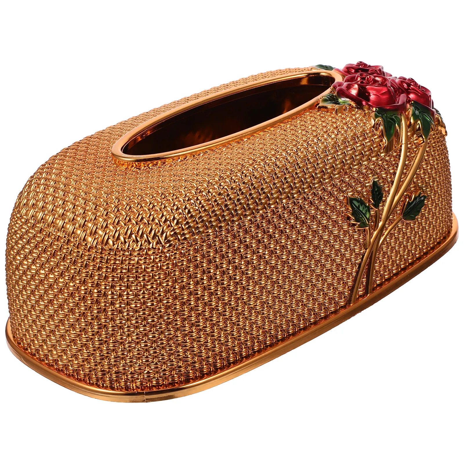 Elegant Rose Pattern Tissue Box Holder Household Napkin Storage Case Desktop Tissue Cover Suitable for Office Cafes Living Room