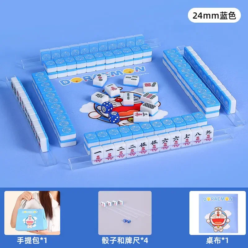 24mm Mini Pepa Pig Sanrio Hello Kitty Mahjong Board Game Set Entertainment Playing Cards Portable Pink Blue Mahjong Gioco Toys