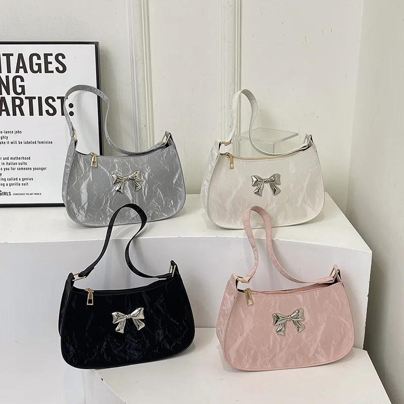 

2025 New Sweet Bow Shoulder Bag for Women, Cute Underarm Purse, Large Capacity Lightweight Tote Bag, Adorable & Spacious