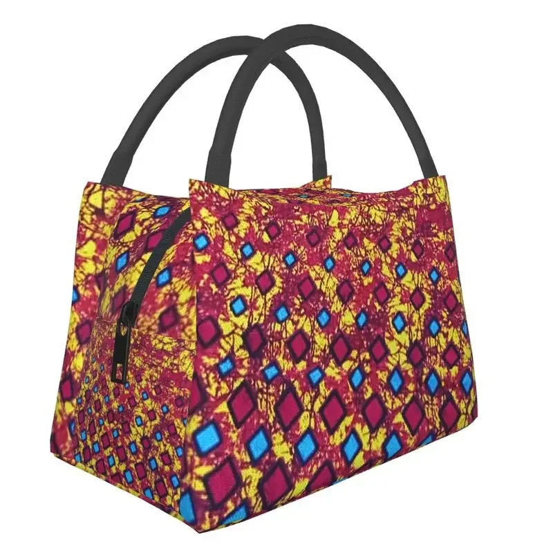 

African Ankara Digital Print Insulated Lunch Bag Women Africa Ethnic Tribal Lunch Container for Outdoor Picnic Meal Food Box