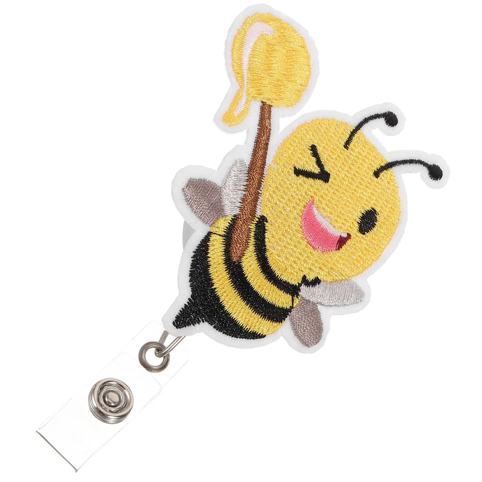 

Felt Bee Badge Holder Portable Clips for Nurse ID Cards Autumn Reel Fall Decorative Practical Buckles Easy On Off