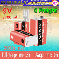 New 9V 9700mAh li-ion Rechargeable battery Micro USB Batteries 9 v lithium for Multimeter Microphone Toy Remote Control KTV use