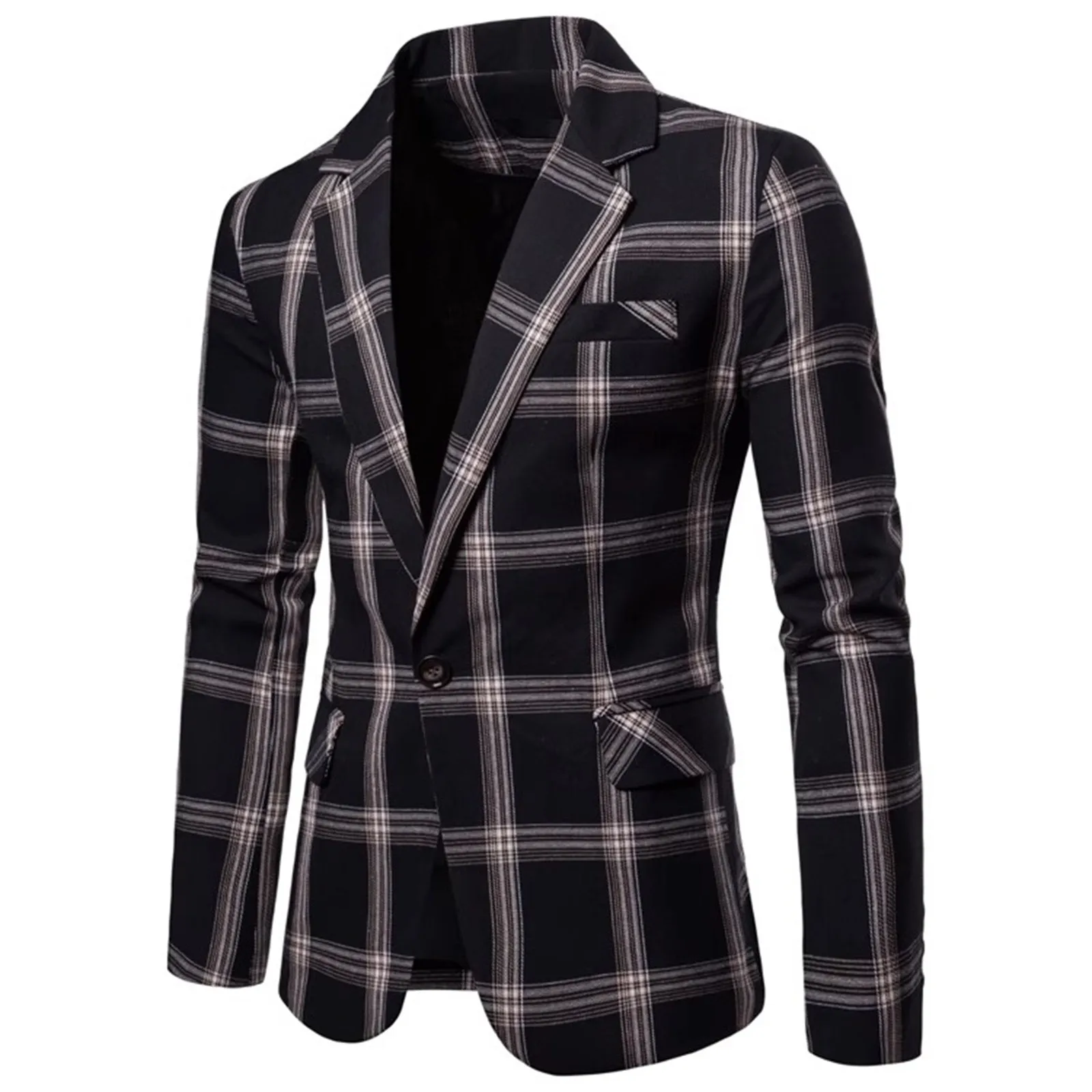 Men Plaid Blazers Suits Jackets New Male Korean Design Trench Coats Male Business Casual Slim Fit Blazers Coats Men's Clothing