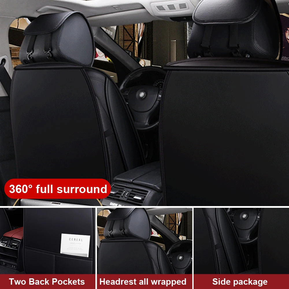 Funda Universal de cuero PU para asiento de coche, cojín de protección antiarañazos para sedán, SUV, camioneta, asiento para las cuatro estaciones, 5 asientos