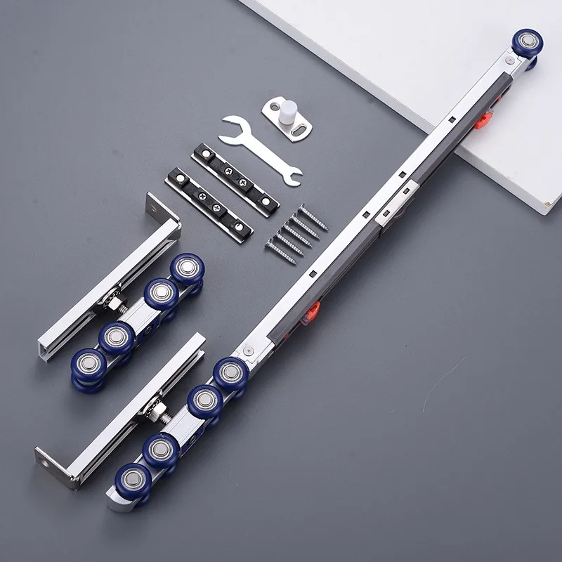 Sliding Door Two-way Buffer Damper Hanging Rail Hanging Wheel Kitchen Solid Wood Hanging Door Sliding Door Guide Rail Slide Rail