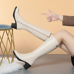 AIYUQI  Women Knight Boots Genuine Leather 2026 New Wool Warm Women Winter Boots Round Toe High Heels Fashion Women Long Boots