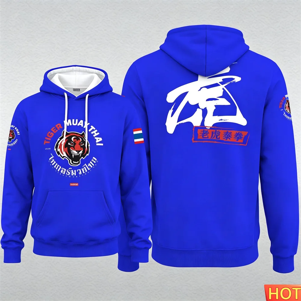 Autumn/Winter Men's Muay Thai Hoodie Wrestling Men's Hooded Pullover Polyester Breathable Training Men's hoodies Sportswear tops