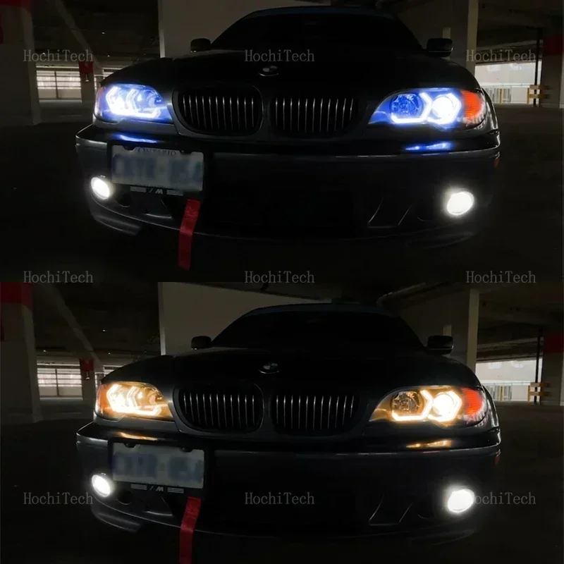 For BMW E46 Coupe Cabrio Convertible Facelift 2004-2006 RGB Colorful Angel Eyes Ring Led M4 Style APP Control Headlight DRL view 5