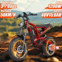 Electric Bicycle 1200W Powerful Motor 48V15.6AH Lithium Battery Motorcycle Adult E-bike 20*4.0-In Fat Tire Adult Electric Bike