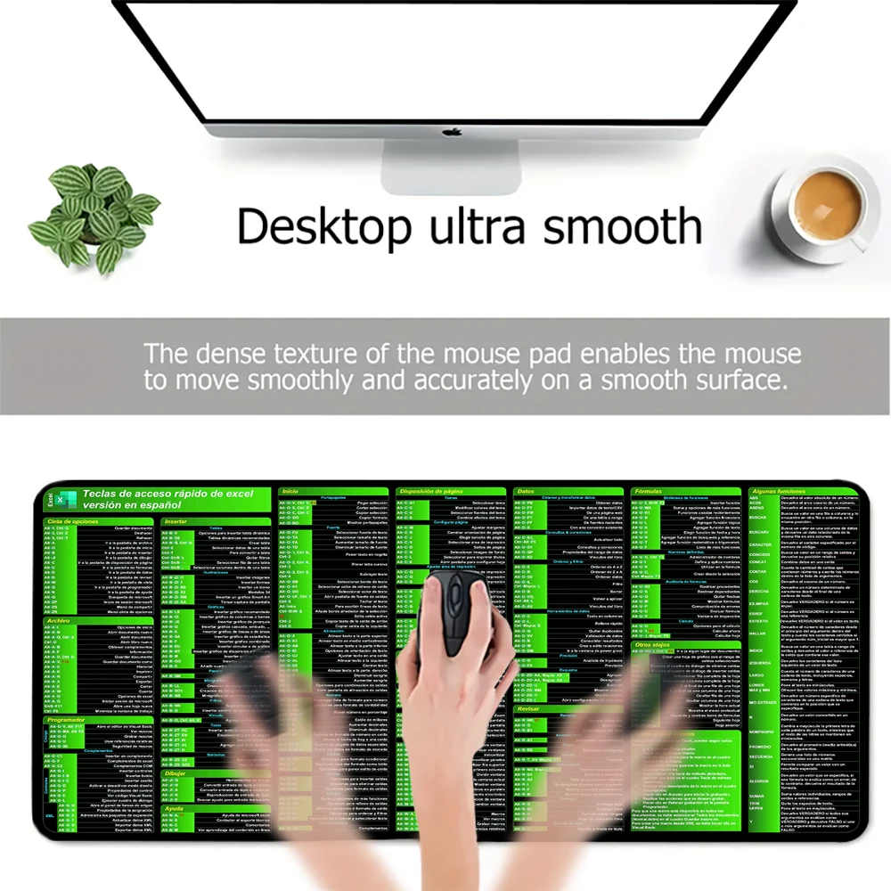 اللغة الإسبانية Excel كبيرة مكتب ماوس الوسادة المطاط المضادة للانزلاق مكتب حصيرة مكتب الملحقات توسيع لوحة الماوس لوحة مكتب الكمبيوتر المحمول