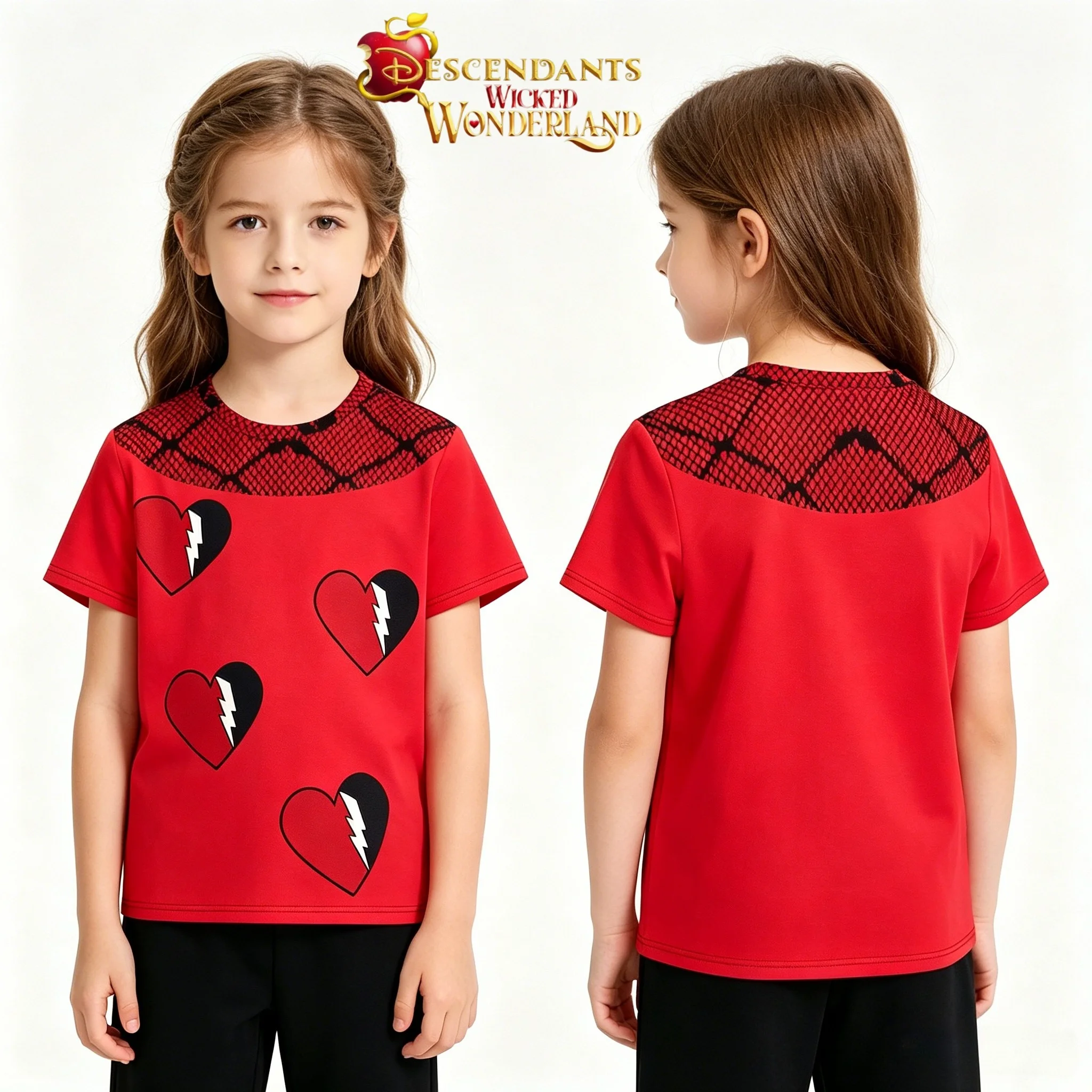 

2026 New Descendants: Wicked Wonderland Red Queen Theme Children's T-shirt Cosplay Top Women's T-shirt Y2K Descendants 5 T-shirt