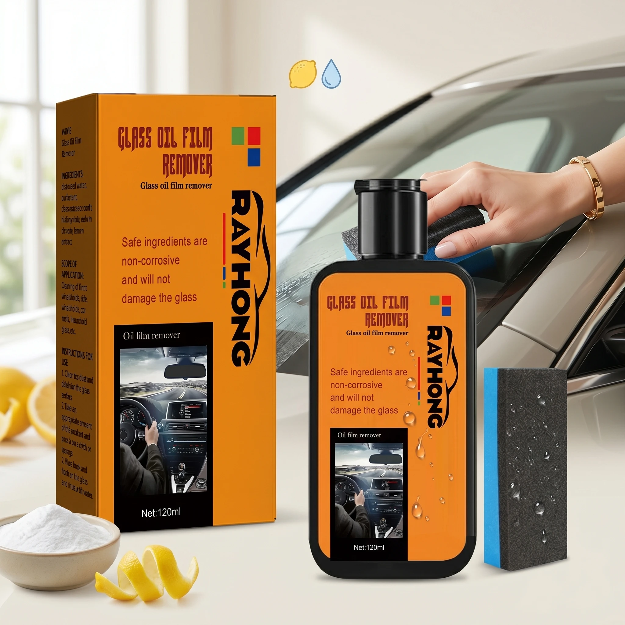 Car Glass Oil Film Remover Cleans Dirt Stains Watermark Enhance Transparency Window Polish Rainproof Compound Windshield Cleaner view 6