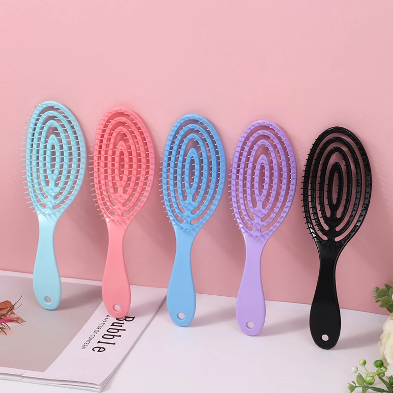 Hair Massage Comb Bristle Plastic Hairbrush Curly Detangle Hollow Hair Brush for Salon Hairdressing Tools
