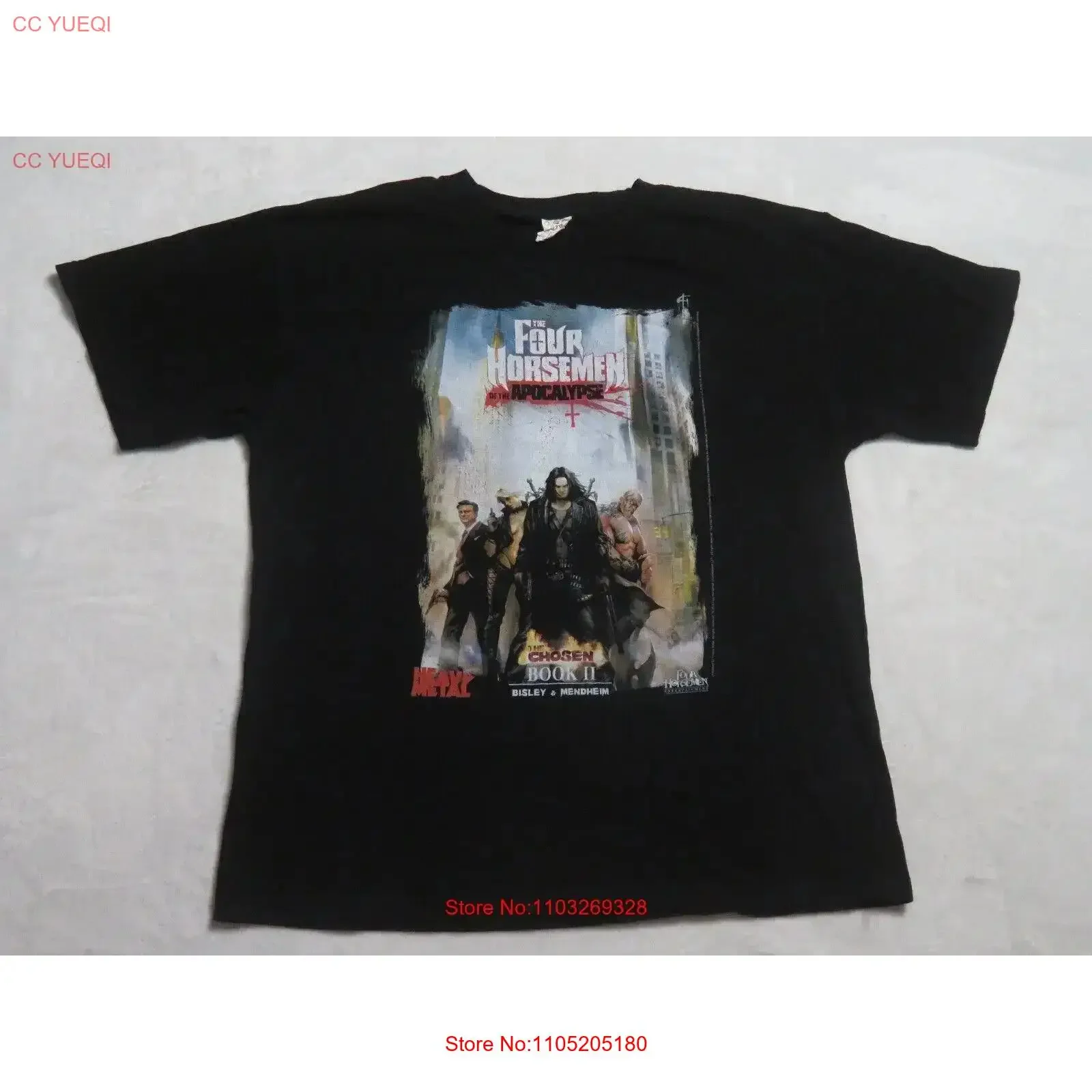 

The Four Horsemen Of Apocalypse Book Heavy Metal T Shirt Large Bisley Mendheim vintage Washed Versatile graphic Stylish Unisex