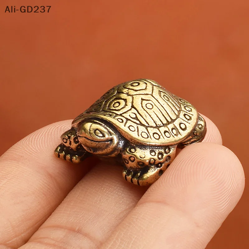 

GD237-1Pc Antique Solid Brass Turtle Ornaments Longevity Animal Sculpture Home Office Desk Decorative Simulation Ornament