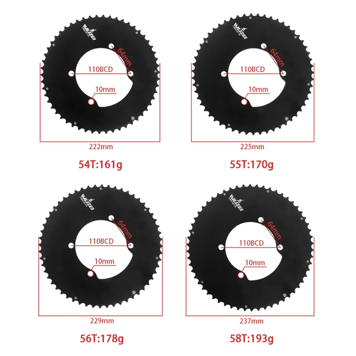 WUZEI 110BCD Doppelkettenblatt 2x 10/11/12-fach Rennrad-Kettenblatt für Shimano 105 5800 6800 48T/33T 50T/34T 52T/36T 53T/39T – Detail 7