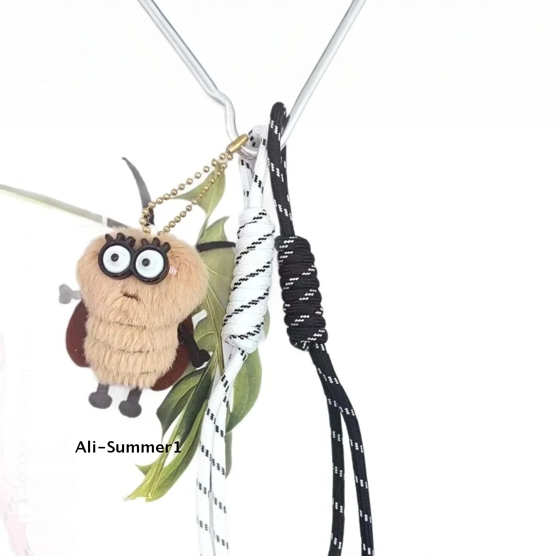 【E】1 szt. Zabawny pluszowy karaluch, zawieszka z plecionego sznurka, breloczek, uroczy dodatek do torby, kluczyków samochodowych, unisex, brelok do plecaka zapobiegający zgubieniu, zawieszka do kluczy