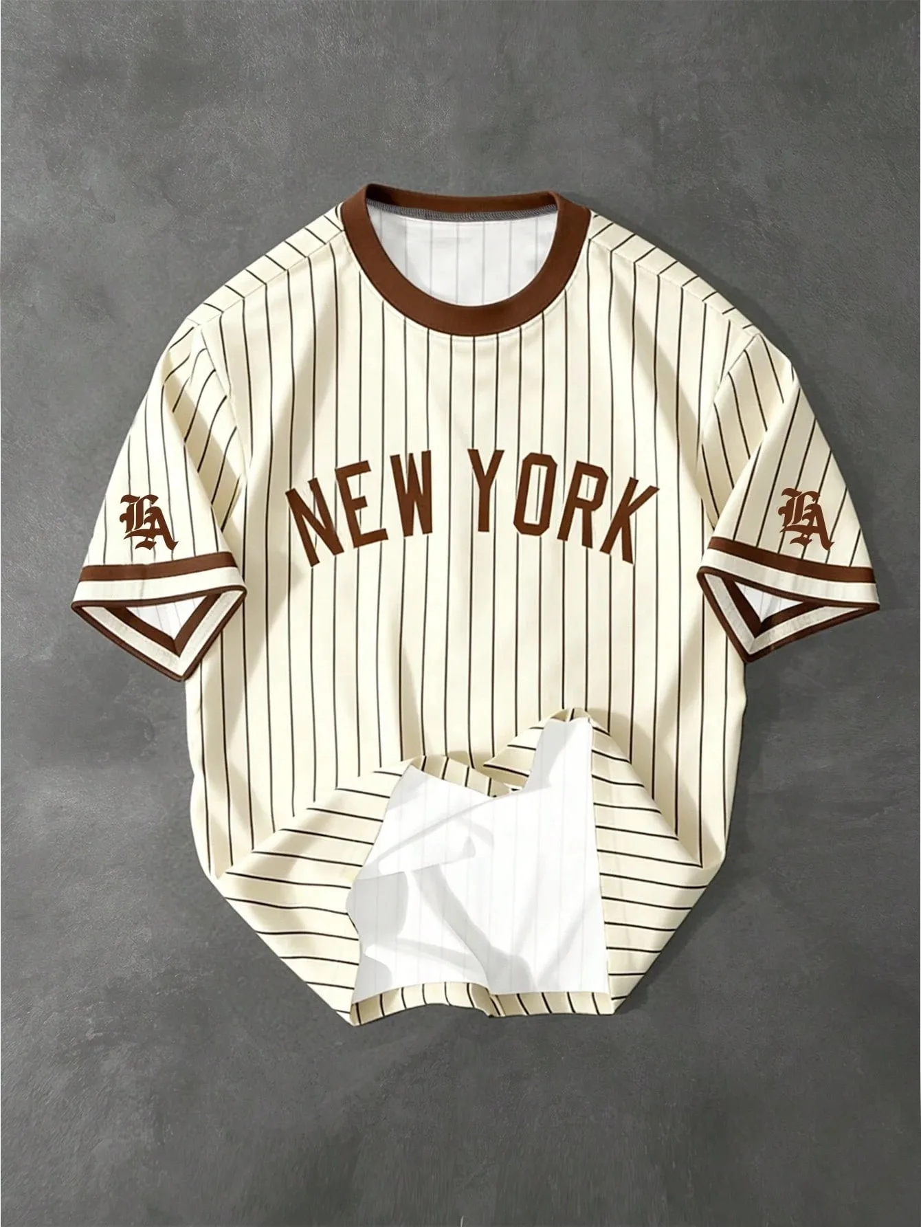 New York Baseball-Trikot Weiß Schwarz Nadelstreifen Vintage Sport-T-Shirt Rundhals Kurzarm Unisex Freizeit-T-Shirt für Männer Frauen Fans – Detail 6