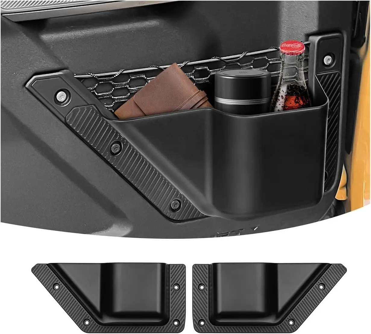

2PCS Front Door Storage Pockets Compatible with 2021-2024 2025 Ford Bronco Accessories Cup Holder Side Organizer Box for Bronco