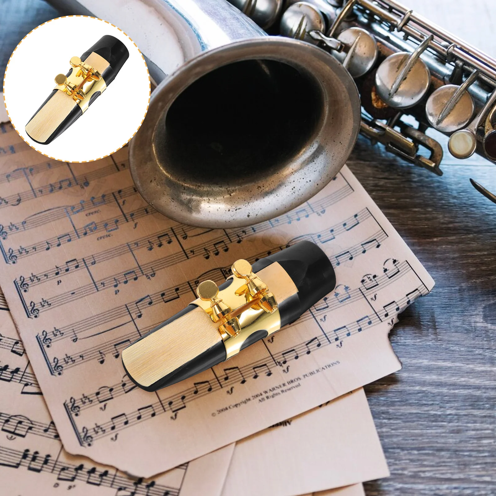 

Alto Saxophone Mouthpiece Replacement Metal Ligature Reed 2.5 Black Golden Plastic Compatible For Alto Saxophone Cover Spout
