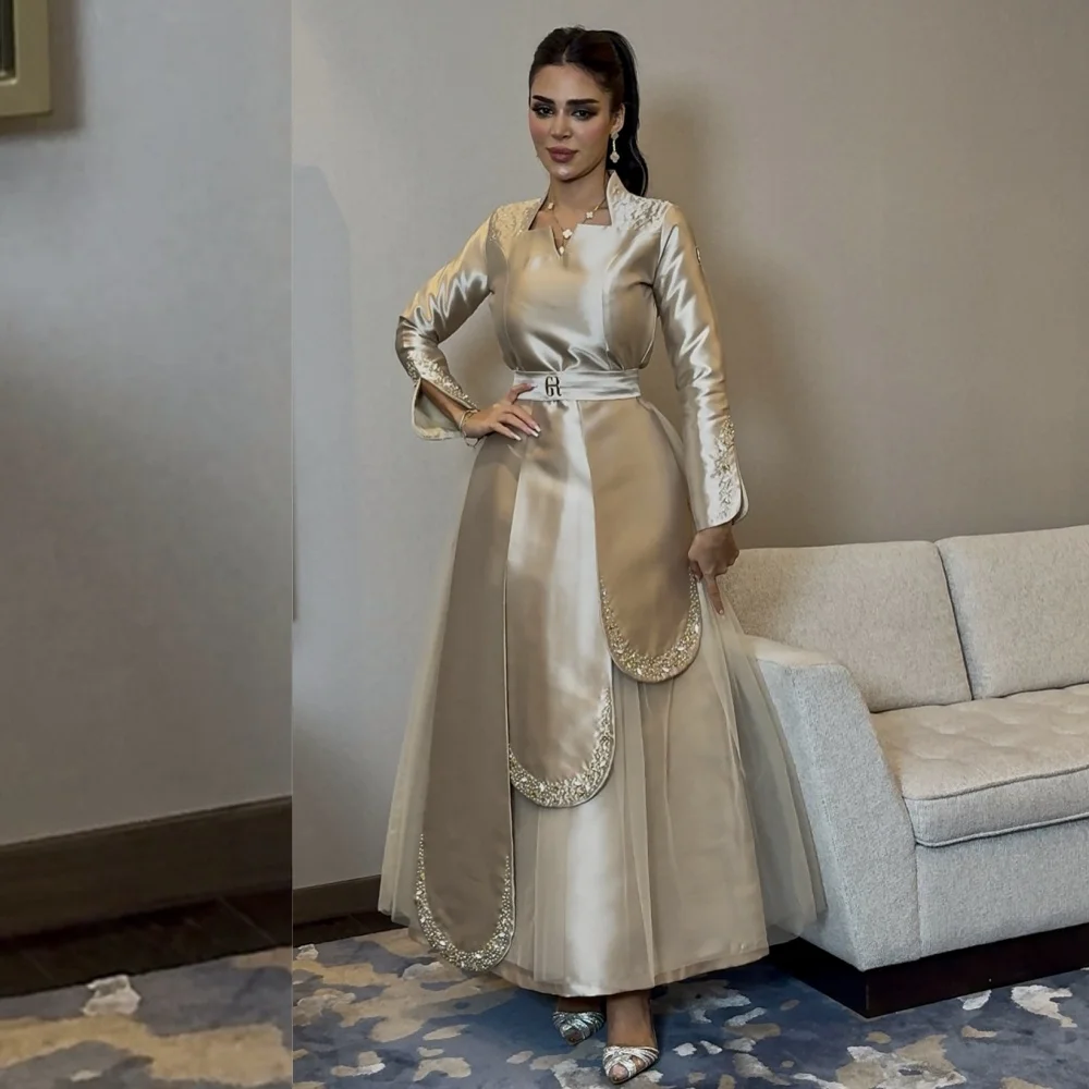 

Индивидуальные модные шармезные плиссированные длинные платья трапециевидной формы с блестками и поясом на заказ, вечерние сложное высокое качество