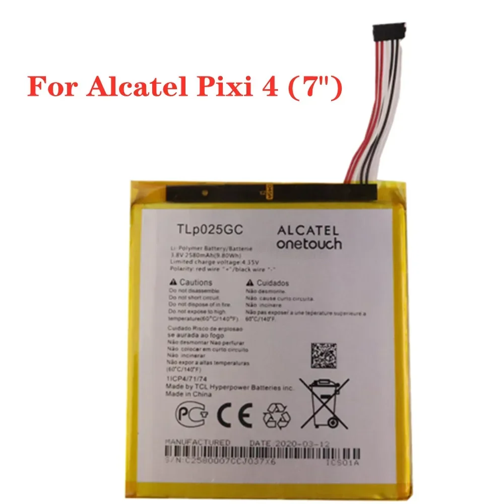 2580mAh OneTouch Original Battery TLP025GC For Alcatel One Touch Pixi 4 (7