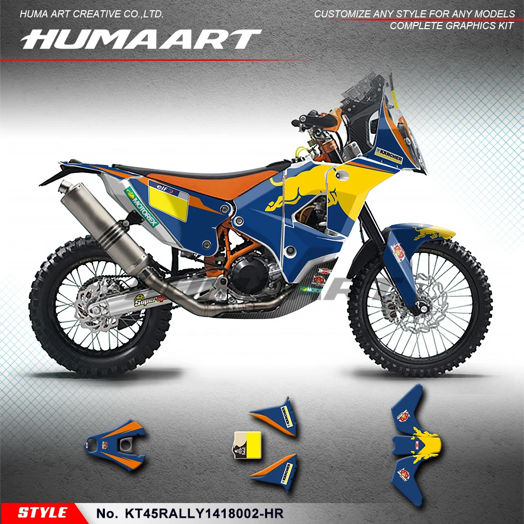 HUMAART Custom Stickers Adhesive Decals for KTM & Husqvarna 450 Rally 2014 2015 2016 2017 2018 Rebuild Kit, KT45RALLY1418002-HR